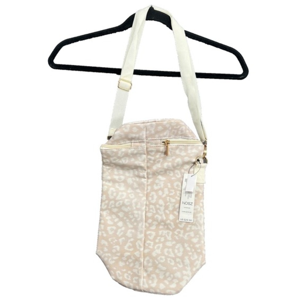 Chico's Wine Bag Beige White Snow Leopard Print Insulated Carrier Adjustable NWT